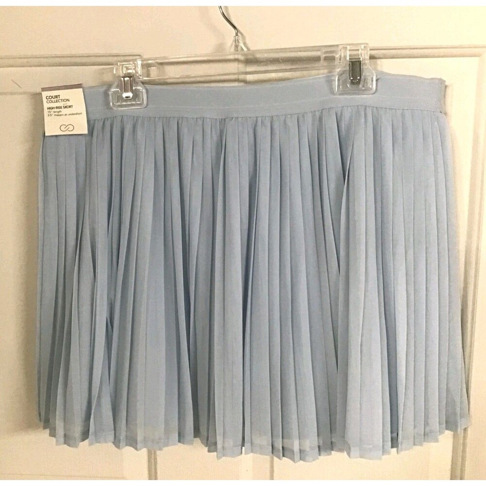 CALIA Womens High Rise Pleated Pale Blue Mesh Skort Size XXL